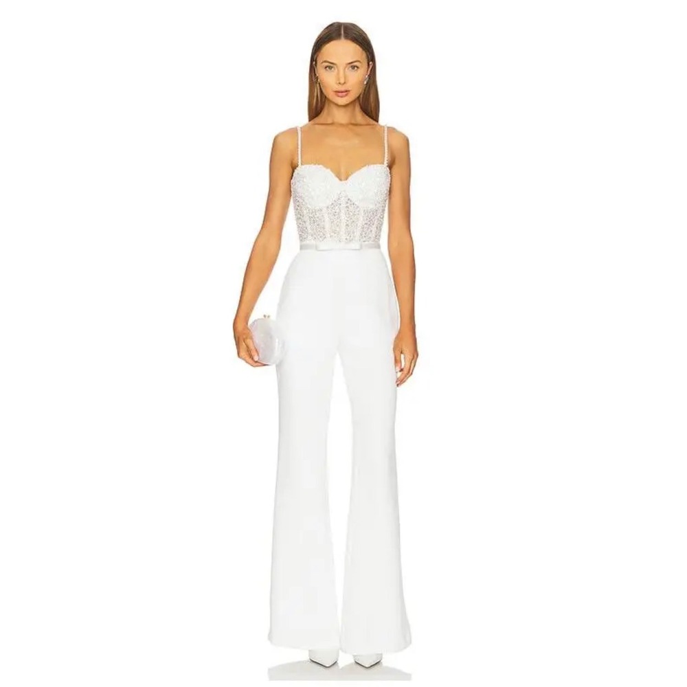 NADINE MERABI Beaded Embellished Jumpsuit Size 6 NWT Small Defect